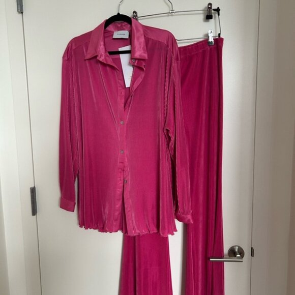 SLEEPER Fuchsia Satin Pajama Set - Picture 1 of 5